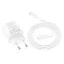 Ładowarka sieciowa do telefonu Hoco 2 x USB C + 2 x USB A QC3.0 PD 3A 20W + kabel USB C do Lightning N55 biała