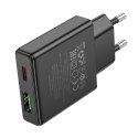 Ładowarka sieciowa do telefonu Hoco Slim USB A + USB C QC3.0 PD 3A 20W N38 czarna