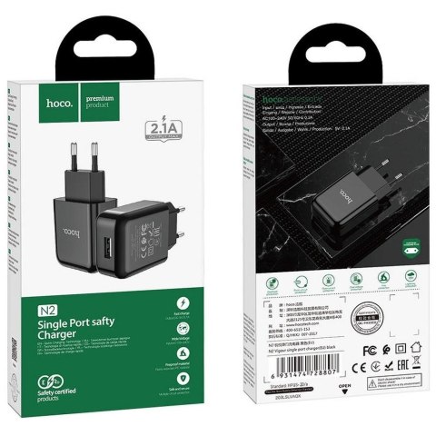 Ładowarka sieciowa do telefonu Hoco USB A 2A 10W N2 czarna