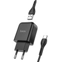 Ładowarka sieciowa do telefonu Hoco USB A 2A 10W + kabel USB A do USB C N2 czarna