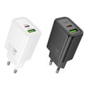 Ładowarka sieciowa do telefonu Hoco USB A + USB C QC3.0 PD 3A 20W N61 czarna
