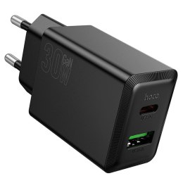 Ładowarka sieciowa do telefonu Hoco USB A + USB C QC3.0 PD AFC 3A 30W N71 czarna