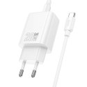 Ładowarka sieciowa do telefonu Hoco USB C QC PD 20W + kabel USB C do Lightning N60 biała