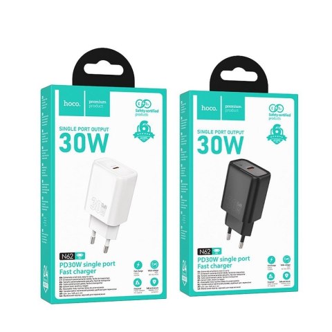 Ładowarka sieciowa do telefonu Hoco USB C QC PD 30W N62 biała
