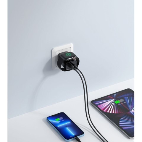 Ładowarka sieciowa do telefonu VEGER USB A + Typ C + ładowarka indukcyjna kompatybilna z Apple Watch PD QC3.0 3A 25W W002E biała