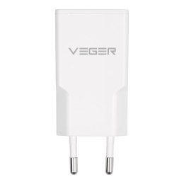 Ładowarka sieciowa do telefonu VEGER USB A + USB C QC PD 30W 30W1A1C biała