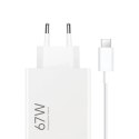 Ładowarka sieciowa Xiaomi BHR9465EU 67W 6.2A USB-A z kablem USB-C - biała
