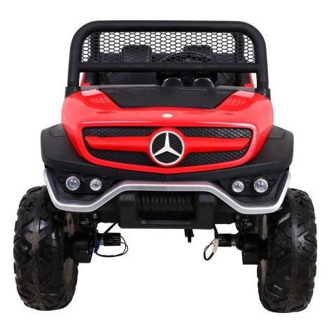 Mercedes Benz Unimog dla dzieci Czerwony + Napęd 4x4 + Pilot + Bagażnik + Wolny Start + MP3 LED