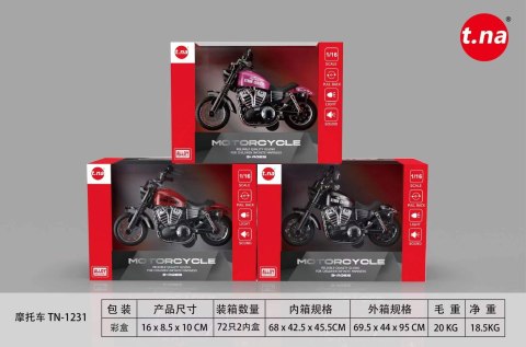 Metalowy Motocykl Czarny z Funkcją Świateł i Dźwięku