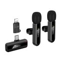 Mikrofon bezprzewodowy podwójny Lightning / USB C Hoco L20A czarny