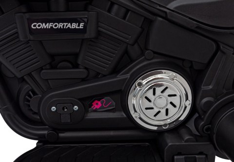 Motorek Chopper FASTER na akumulator dla dzieci Czerwony + Radio FM + Panel audio + LED