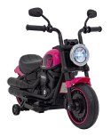 Motorek Chopper FASTER na akumulator dla dzieci Różowy + Radio FM + Panel audio + LED