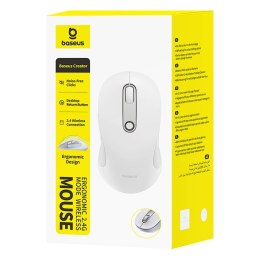 Mysz bezprzewodowa Baseus F02 ergonomiczna USB 2.4GHz - biała