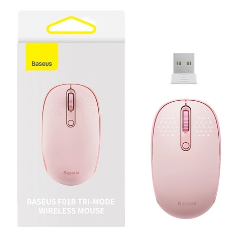 Myszka bezprzewodowa Baseus F01B 2.4GHz + Bluetooth 3.0 + 5.0 - różowa