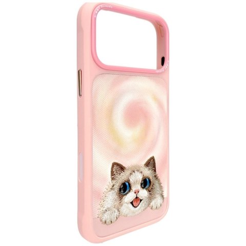 NIMMY futerał BIG EYED LYING RAGDOLL CAT kompatybilny z MagSafe do IPHONE 18 Pro/17 Pro różowy