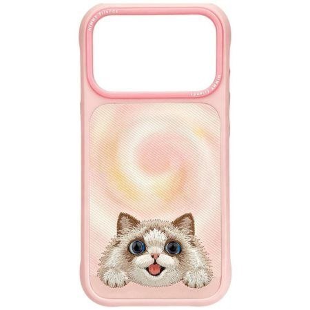 NIMMY futerał BIG EYED LYING RAGDOLL CAT kompatybilny z MagSafe do IPHONE 18 Pro/17 Pro różowy