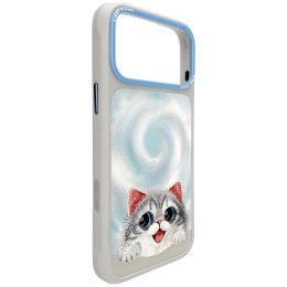 NIMMY futerał BIG EYED LYING SILVER SHADED CAT kompatybilny z MagSafe do IPHONE 18 Pro Max/17 Pro Max szary