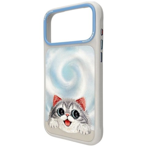 NIMMY futerał BIG EYED LYING SILVER SHADED CAT kompatybilny z MagSafe do IPHONE 18 Pro Max/17 Pro Max szary