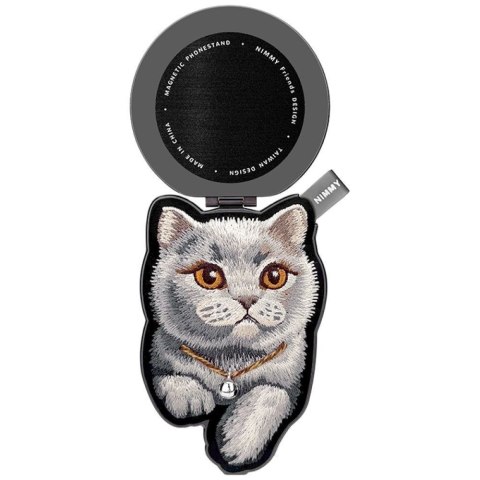 NIMMY zawieszka magnetyczna DENIM FASHION BRITISH SHORTHAIR CAT czarna