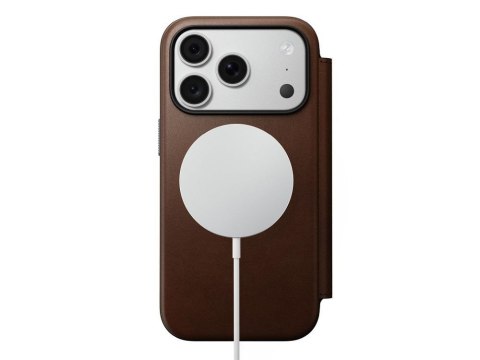 NOMAD futerał skórzany do IPHONE 18 Pro/17 Pro kompatybilny z MagSafe (Modern Leather Folio ECCO Leather) brązowy