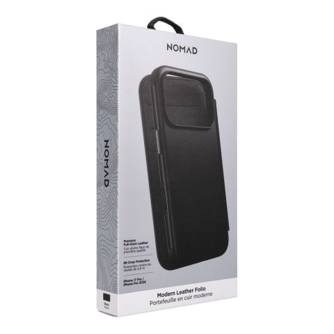 NOMAD futerał skórzany do IPHONE 18 Pro/17 Pro kompatybilny z MagSafe (Modern Leather Folio ECCO Leather) czarny