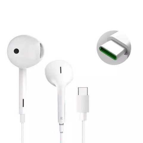 Oryginalne Słuchawki przewodowe doszune USB C Oppo MH147 bulk białe