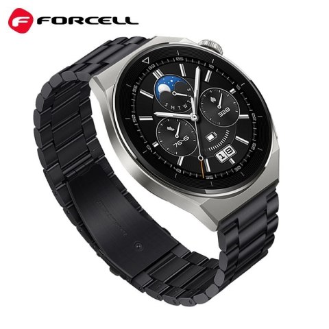 Pasek do Samsung Galaxy Watch Forcell F-Design FS06 zatrzask stal 22 mm czarny