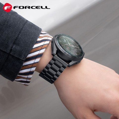 Pasek do Samsung Galaxy Watch Forcell F-Design FS06 zatrzask stal 22 mm czarny