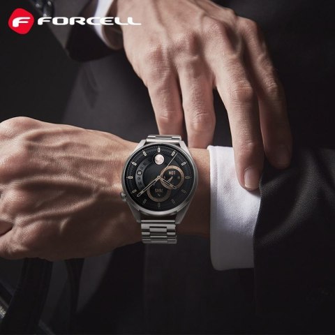 Pasek do Samsung Galaxy Watch Forcell F-Design FS06 zatrzask stal 22 mm srebrny