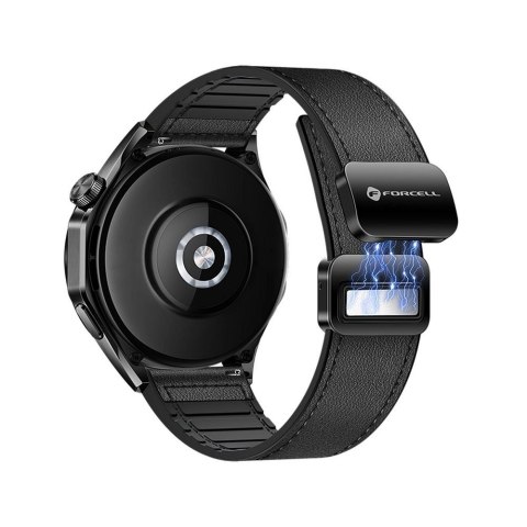 Pasek do Samsung Galaxy Watch Forcell F-Design FS20 magnetyczny skóra ekologiczna 20 mm czarny
