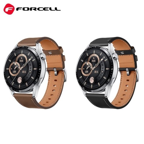 Pasek do Samsung Galaxy Watch Forcell F-Design FS21 dziurki skóra ekologiczna 20 mm brązowy