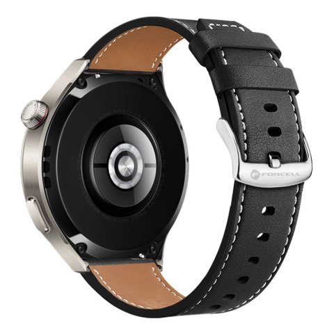 Pasek do Samsung Galaxy Watch Forcell F-Design FS21 dziurki skóra ekologiczna 22 mm czarny