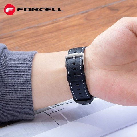 Pasek do Samsung Galaxy Watch Forcell F-Design FS21 dziurki skóra ekologiczna 22 mm czarny