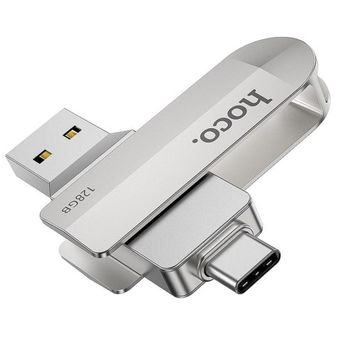 Pendrive 128GB USB 3.0 (USB A + USB C) Hoco UD10 srebrny