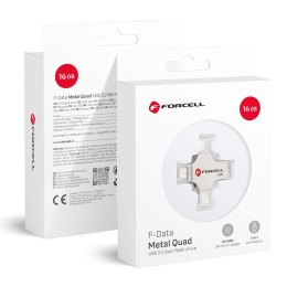 Pendrive 16GB USB 3.2 Gen 1 (USB A / USB C / Lightning / Micro USB) Forcell F-Data Metal Quad srebrny