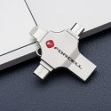 Pendrive 16GB USB 3.2 Gen 1 (USB A / USB C / Lightning / Micro USB) Forcell F-Data Metal Quad srebrny