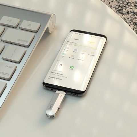 Pendrive 32GB USB 3.0 (USB A + USB C) Hoco UD10 srebrny