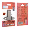 Pendrive 64GB USB 3.2 (USB A + USB C) Hoco UD15 szary