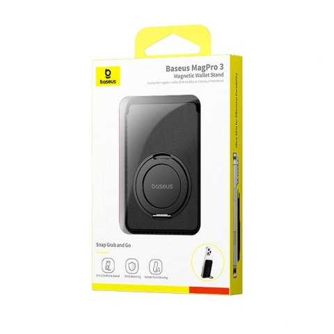 Portfel magnetyczny Baseus MagPro 3 z podstawką kompatybilny z MagSafe - czarny