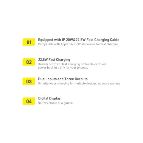 Powerbank 10000mAh 20W Baseus Qpow Pro Overseas Edition + kabel USB C 3A - czarny