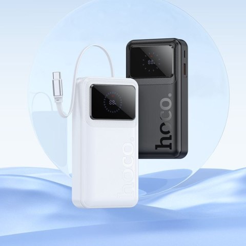 Powerbank 20000 mAh QC PD 22,5W 2A z wbudowanym kablem USB C Hoco Q41 biały
