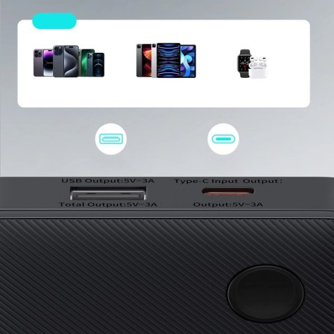 Powerbank Baseus Airpow Lite 10000mAh 15W z kablem Baseus Simple USB-A - USB-C 30cm - biały