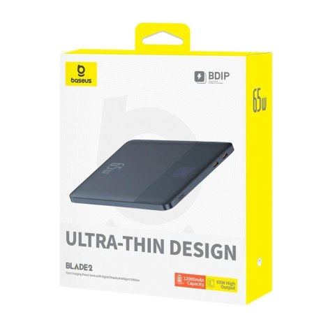 Powerbank Baseus Blade2 12000mAh 65W z wyświetlaczem cyfrowym (z czarnym kablem Baseus Mini White Series USB-C - USB-C 100W (20V