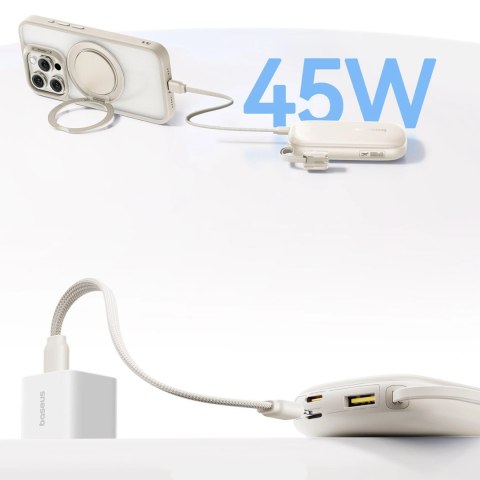 Powerbank Baseus EnerFill FC21 Qpow 3 Ultra 10000mAh 45W z wyświetlaczem cyfrowym z odłączanym kablem USB-C - Lightning - tytano