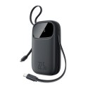 Powerbank Baseus EnerFill FC31 QPow3 10000mAh 22.5W z wyświetlaczem cyfrowym i 2 wbudowanymi kablami (USB-C + Lightning) - czarn