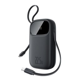 Powerbank Baseus EnerFill FC31 QPow3 10000mAh 22.5W z wyświetlaczem cyfrowym i 2 wbudowanymi kablami (USB-C + Lightning) - czarn