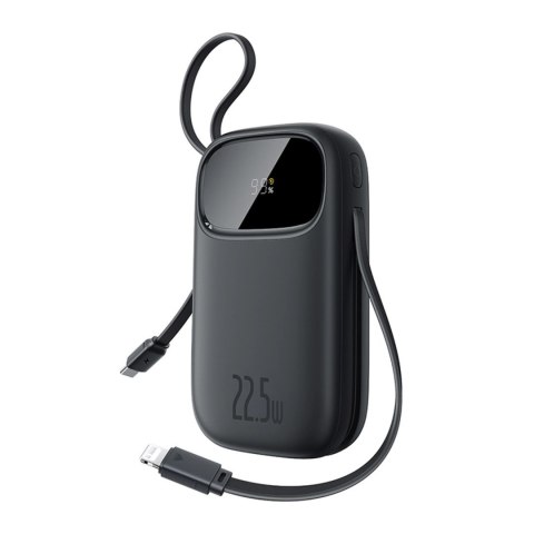 Powerbank Baseus EnerFill FC31 QPow3 10000mAh 22.5W z wyświetlaczem cyfrowym i 2 wbudowanymi kablami (USB-C + Lightning) - czarn