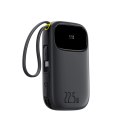 Powerbank Baseus EnerFill FC31 QPow3 10000mAh 22.5W z wyświetlaczem cyfrowym i 2 wbudowanymi kablami (USB-C + Lightning) - czarn