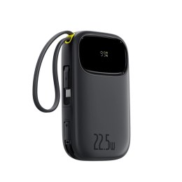 Powerbank Baseus EnerFill FC31 QPow3 10000mAh 22.5W z wyświetlaczem cyfrowym i 2 wbudowanymi kablami (USB-C + Lightning) - czarn