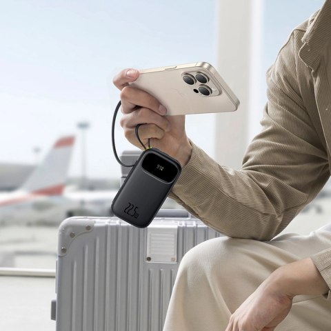 Powerbank Baseus EnerFill FC31 QPow3 10000mAh 22.5W z wyświetlaczem cyfrowym i 2 wbudowanymi kablami (USB-C + Lightning) - czarn